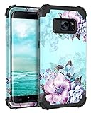 Casetego for Galaxy S7 Case,Heavy Duty Shockproof 3 Layer Hard PC+Soft Silicone Bumper Rugged Anti-Slip Protective Cases for Samsung Galaxy S7,Flower