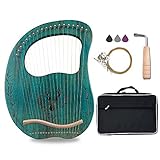 Lyre Harp, 19 Metal Strings Maple Saddle Mahogany Body Lyra Harp with Bag key included
