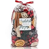 Qingbei Rina Christmas Potpourri Bags,Cinnamon and Apple Scented Potpourri Bowl Filler,Dried Flowers, Home Fragrance Sachet of Petal, Berry, Winter Vase Holiday Wedding Party Decor, Bulk 20 oz(Red)