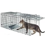 Live Animal Trap Cage Humane Cat Trap Rabbit Trap Humane Mouse Trap Live Traps for Raccoons Small Animal Trap Squirrel Traps Outdoor Groundhog Trap, 24'' Steel Humane Release Rodent Cage