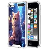 KOLHUBI Clear Phone Case for iPod Touch 5/6/7 Cat Print-aa196 Exquisite Pattern Design Shock-Resistant Anti-Fall Protective Transparent Shell for iPod Touch 5/6/7