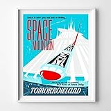 Disneyland Space Mountain Tomorrowland Wall Art Poster Home Decor Print Vintage Artwork Reproduction - Unframed