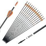 Pointdo 100% Carbon Arrow Practice Hunting Arrows with Removable Tips for Compound & Recurve Bow(Pack of 12) (Orange White)
