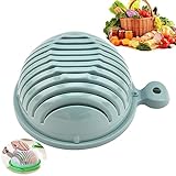 Snap-on salad cutter bowl, vegetable cutter and slicer, multifunctional quick salad cutter bowl, salad cutter, filter fresh salad slicer bowl (Color : Green)
