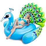 JOYIN Inflatable Peacock Pool Float - Giant Blue Peacock Fun Beach Floaties, Swim Party Animal Decorations Adult Size Inflatable Island, Summer Pool Raft Toys Lounge for Adults & Kids (Blue)