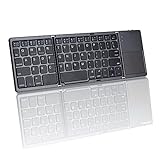 AURTEC Foldable Bluetooth Keyboard with Touchpad, Rechargeable Portable Wireless Mini Keyboard for PC Tablet, Samsung, Android, iOS, Smartphone-Dark Gray