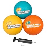 SCS Direct Gaga Playground Balls 3pk (8.5 inches) w Air Pump- Durable Rubber Pack for Dodgeball, Kickball, Gagaball Official Play and Schools - Fun Outdoor Toys and Accessories Gift for Kids