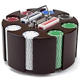 200-count Suited Poker Chip Set in Wooden Carousel Case, 11.5gm - Casino Party Accessories for Blackjack, Texas Holdem, Family Games