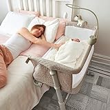 Cloud Baby Bedside Baby Bassinet, Best Bed Cribs for Infant Newborn, Portable Sleeper for Safer Co-Sleeping, Bed Crib Plus Hanging Figurine, Music, and Built-in Wheels - Girl Boy Unisex