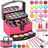 HOVOCEL 42 Pcs Kids Makeup Kit for Girl Toys, Safe & Non-Toxic Washable Make up Set, Real Princess Cosmetic for Toddlers, Teensymic Halloween Christmas Birthday Gift for 3-5 6-8 9 10-12 Years Old Kids