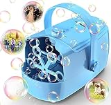 Bubble Machine Durable Automatic Bubble Blower, 18000+ Big Bubbles Per Minute Bubbles for Kids Toddlers Bubble Maker Operated by Plugin or Batteries Bubble Toys for Indoor Outdoor Birthday Party（Blue）