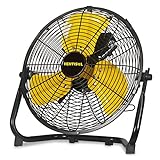 VENTISOL 12 Inch 1560 CFM High Velocity Heavy Duty Floor Fan with 3 Powerful Speeds,Portable Metal Fan,180°Tilting Quiet Shop Fan for Commercial, Residential, Gym, Home Use- ETL Listed, Black