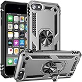 Coolbeauty Compatible with iPod Touch 7th 6th 5th Generation Case with Kickstand, Heavy Duty Drop Protection Sturdy Cover for iPod Touch 765 (Silver Grey)