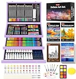 Soucolor Art Supplies, 192-Pack Deluxe Art Set Drawing Painting Supplies Art Kit with Acrylic Pad, Watercolor Pad, Sketch Book, Canvases, Acrylic Paint, Crayons, Pencils, Gifts for Artists Adults Kids