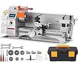 VEVOR Mini Metal Lathe Machine, 7'' x 16'', 800W Precision Benchtop Power Metal Lathe, 150-2500 RPM Continuously Variable Speed, with 3.9'' 3-jaw Metal Chuck Tool Box for Processing Precision Parts