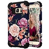 Samsung S7 Case,S7 Phone Case,Casewind Samsung Galaxy S7 Case Floral 3 in 1 Hard PC Soft Silicone Heavy Duty Hybrid Protection Shockproof Anti-Scratch Rugged Bumper Cover for Galaxy S7 Case,Navy Blue