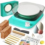 Mini Pottery Wheel for Beginner - 6in Turntable, 0-440 RPM Speed Adjustable with Rechargeable Battery, 1.8 Lb Air Dry Clay, Pottery Tools and Art Supplies, Craft Kit for Teenager and Adult (Patented)