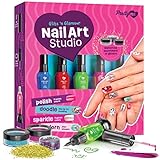 Nail Art Studio for Girls - Nail Polish Kit for Kids Ages 7-12 Years Old - Girl Gifts - Glitz 'n Glamour Girls Nails Gift Set - Cool Girly Stuff - Polish, Pens, Glitter, Stickers, Gems, Filer