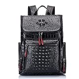 Boshiho Real Leather Laptop Backpack Fashion Travel Bag Daypack for Men, Crocodile Pattern (S)