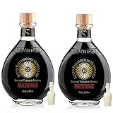 Due Vittorie Oro Gold, Barrel Aged Balsamic Vinegar of Modena IGP With Cork Pourer, All-Natural, Extra Dense Premium Vinegar Aceto Balsamico di Modena IGP Italy - 8.45fl oz / 250ml - Pack of 2
