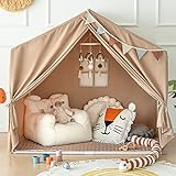 Kids Play Tent, Razee Large Playhouse Tent Indoor, Play House Kids Tent Castle Tent for Girls Boys, Play Cottage (Khaki)