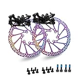 BUCKLOS MTB Bike Disc Brake kit, Mechanical Disc Brakes Aluminum Alloy Caliper for Mountain Bike with 160mm Stainless Steel Rotor/Floating Rotors and is/PM Universal Conversion Adapter (Front+Rear)