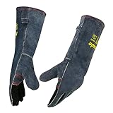 hynade Welding Gloves 16 Inches 932℉ Heat/Fire Resistant,Leather Gloves for Arc Tig Mig Welding/Cutting/Wood/Stove/Oven Fireplace/BBQ/Animal Handling Gloves