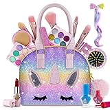 Beayuck Kids Makeup Kit for Girl-Washable Makeup for Kids with Colorful Unicorn Bag,Toddler Girl Toys Pretend Makeup Beauty Set Toys, Birthday Gifts for Girls at The Age of 3,4,5,6,7,8,9,10