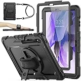 SEYMAC stock Case for Samsung Galaxy Tab S8 Plus/ S7 FE 5G Case 12.4'' with Screen Protector Pencil Holder [360 Rotating Hand Strap] &Stand, Drop-Proof Tablet Case for Galaxy Tab S8 Plus/ S7 FE, Black