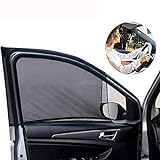 Car Front Window Sun Shade - 2 Pack Breathable Mesh Car Side Window Shade Sunshade UV Protection for Driver Family Pet on Front seat, Car Curtain with Two Holes to See Rearview Mirror Fit