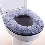 WDSHCR Toilet Seat Cover for Bathroom, Toilet Seat Cushion Covers Soft Thicker Warmer Washable Toilet Seat Cover Pads with Zipper Home Reusable (Gray)
