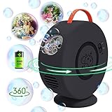 Bubble Machine for Kids Toddlers,Automatic Bubble Blower Rechargeable, 90° 360° Auto Rotatable Portable Bubble Maker Electric Bubbles Toy for 3 4 5 Year Old, Outdoor Wedding Party Birthday Gifts