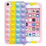 iPod Touch 7 Pop it Case, XICOSO Stress Relief Sensory Fidget Anxiety Toys Push Pop Bubble Silicone Cover, Cute Funny Soft Design Girl Women Protective Case for Apple iPod Touch 7th/5th/6th Generation