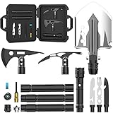 Pudhoms Survival Shovel Multitool – Survival Axe Hatchet 3Heads in1 Folding Military Tactical Shovel Survival Tools For Camping Backpacking Equipment Gear Emergency Kit Hiking Camping Knife
