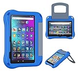 Fire 7 Tablet Case for Kids, only Compatible with 12th Gen 2022 Release, OQDDQO Lightweight Anti-Slip Shock Resistant Kid Friendly Cover with Stand for Amazon Kindle Fire HD 7 Tablet (Blue)
