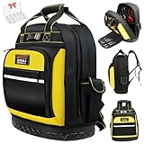 AIRAJ PRO Tool Backpack,Heavy Duty Tool Backpack Bag with Waterproof Molded Base,Durable Multi-Use Pocket Electrician & Industrial & Construction Work Backpack,Black/Yellow