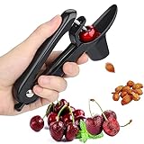 Cherry Pitter Tool - Heavy-Duty Stainless Steel Pitting Tool, Portable Cherries Corer Stoner Seed Tool with Lock Design, Fruit Pit Remover for Cherry Jam(Black)