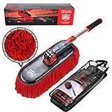 Car Duster Exterior Scratch Free,Soft Car Brush Kit for Car,Truck,SUV,RV and Motorcycle,Wax Cotton Hair,Car Dusters with Extendable Handle,Duster for car Cleaning,Dust Pollen Removing,No Lint
