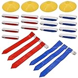 Flag Football Set, 14 Player, Includes 14 Belts, 42 Flags and 4 Cones, Easy Tear Away Belt for Kids or Adults Players of Flag Football (21 Red & 21 Blue Flags)