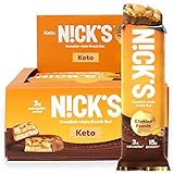 Nick's Keto Snack Bar, Chocolate Peanut Keto Snack, 3g Net Carbs, 15g Protein, No Added Sugar, 5g Collagen, Low Carb Protein Bar, Low Sugar Meal Replacement Bar, Keto Snacks, 12-Count