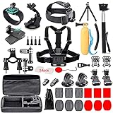 Black pro 60 in 1 Camera Accessories Kit Compatible with GoPro Hero 12 11 10 9 8 7, GoPro Max, GoPro Fusion, DJI Osmo Action, AKASO, APEMAN, Campark, SJCAM