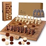 12' Leather Magnetic Chess Set & Checkers Sets，Rinten Portable Travel Chess Board Game Sets with Velvet Bag Packaging - Beginner Large Chess Set for Kids and Adults
