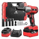 Avhrit Cordless Impact Wrench 1/2 inch, 480Ft-lbs (650Nm) Brushless Power Impact Gun 1/2 drive w/ 4.0Ah Battery, 4 Sockets, 6 Screwdriver Bits, Fast Charger, Electric Impact Wrench for Car Tire