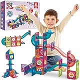 MOBIUS Toys Marble Run for Kids Ages 3-8 Years Old - 3D Magnetic Building Tiles for Boys and Girls - Magnetic Marble Run Educational Toy Steam Learning Marble Maze - Race Track Toy Construction Kit