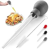 Zulay (Large) Turkey Baster With Cleaning Brush - Food Grade Syringe Baster For Cooking & Basting With Detachable Round Bulb - Ideal For Butter Drippings, Glazes, Roasting Juices for Poultry (Gray)