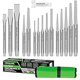 SWANLAKE Punch and Chisel Set, Including Taper Punch, Cold Chisels, Pin Punch, Center Punch (16pcs)