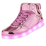 DIYJTS Kids LED Light Up Shoes, Fashion High Top LED Sneakers USB Rechargeable Glowing Luminous Shoes for Boys Girls Toddler Child Pink