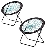 CampLand Bunjo Bungee Dish Chair Folding Camping Relax Fun Chair, Set of 2