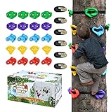 TOPNEW 20 Ninja Tree Climbing Holds for Kids Climber, Adult Climbing Rocks with 6 Ratchet Straps for Outdoor Ninja Warrior Obstacle Course Training