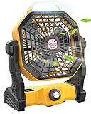 Camping Fan with LED Lantern, 10400mAh 9-Inch Rechargeable Battery Powered Fan with 270°Head Rotation, Stepless Speed and Quiet Battery Operated Tent Fan for Picnic, Barbecue, Fishing, Travel, Home